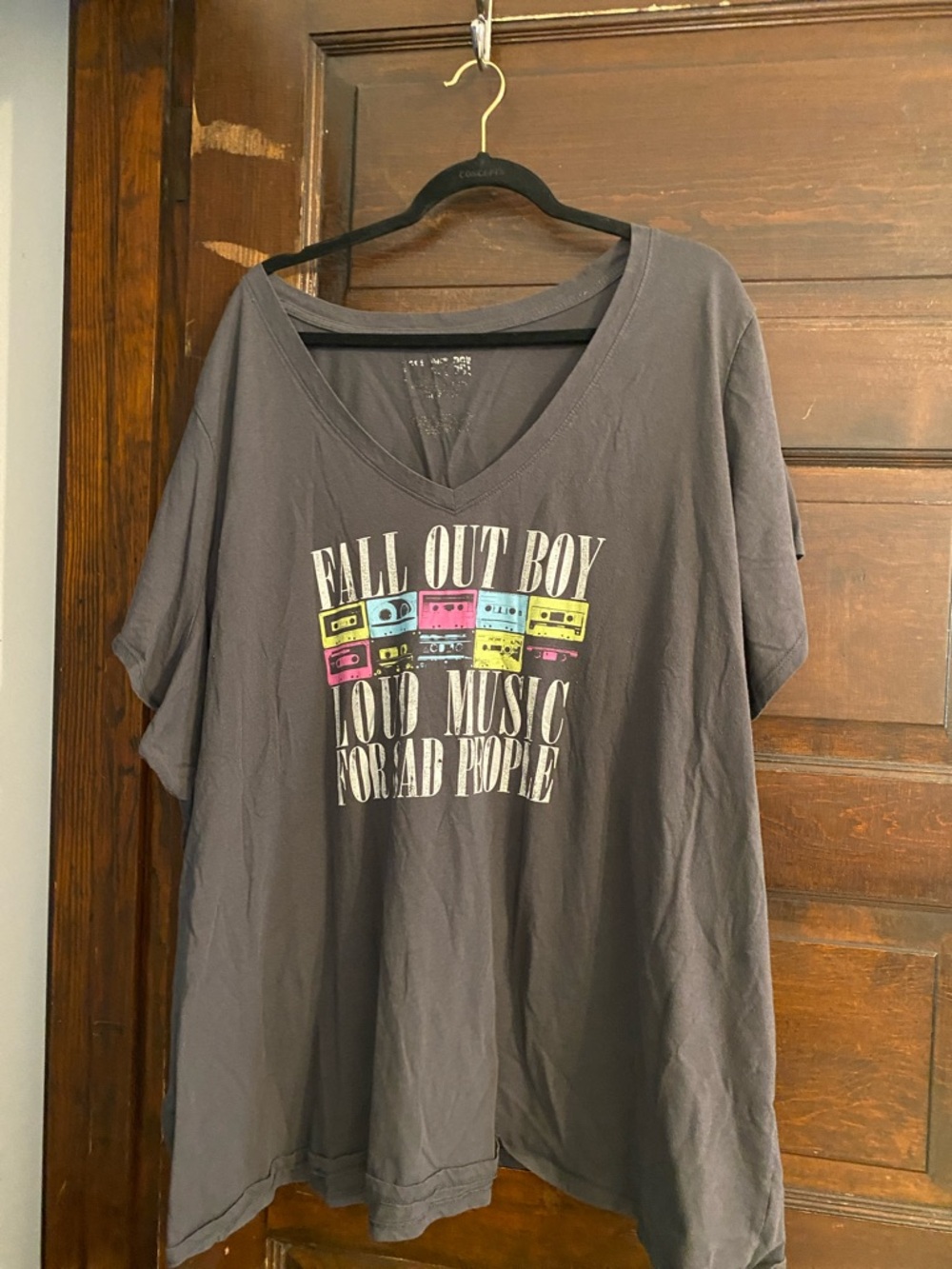 TORRID Charcoal Gray Fall Out Boy Graphic V-Neck Tee Size 6